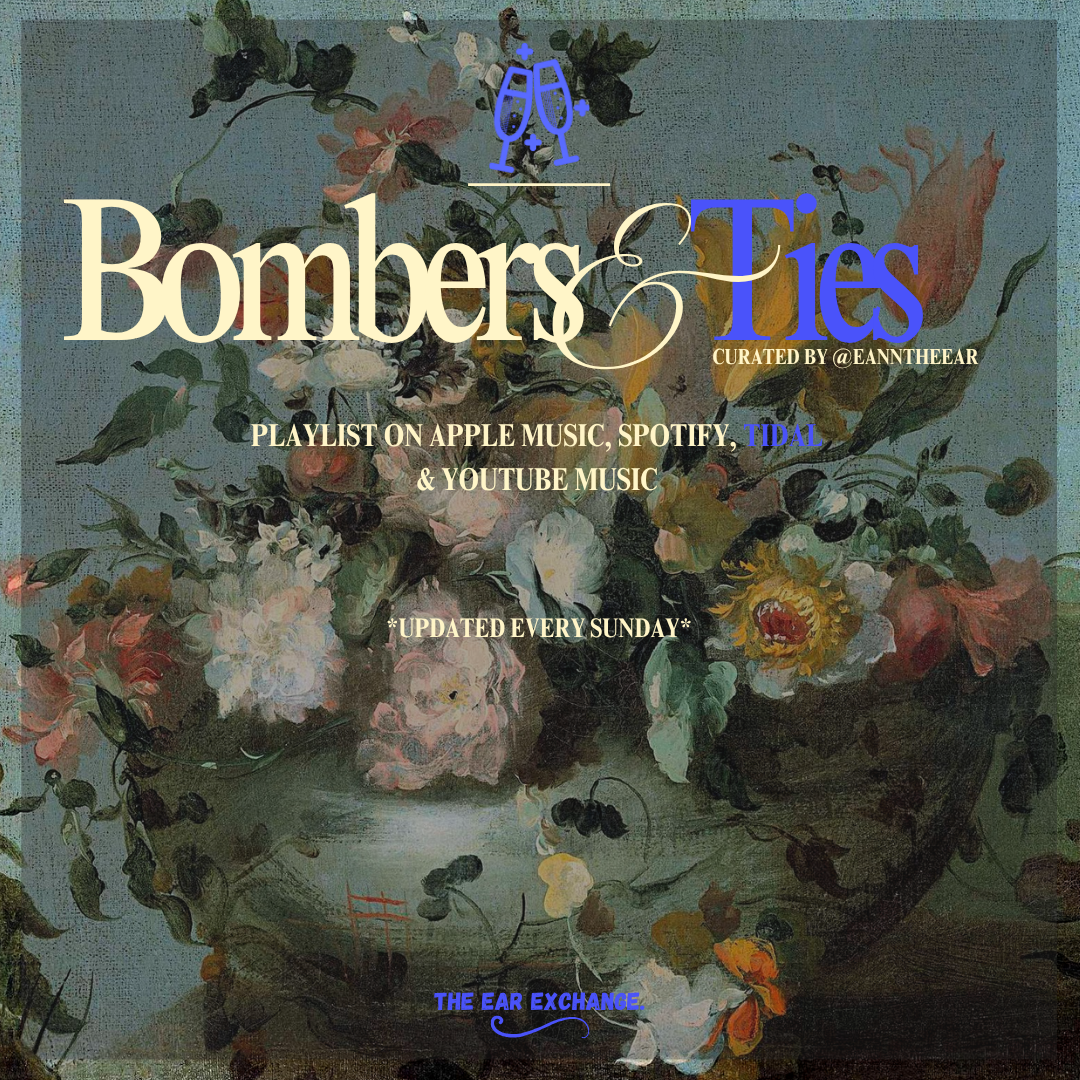Bombers & Ties — antique floral cover art in muted blue-green and electric blue